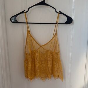 Zara Yellow Lace Top